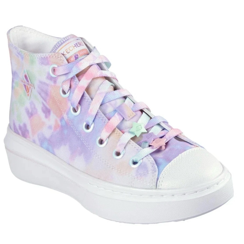 Skechers High-Top Tie-Dye Canvas Sneakers - Pastel Pink, Lavender & Mint